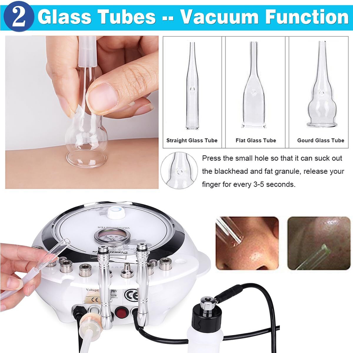 3 In 1 Diamond Microdermabrasion Machine, Topdirect Facial Skin Care Salon Equipment W/Vacuum & Spray (Strong Suction Power 65-68Cmhg)