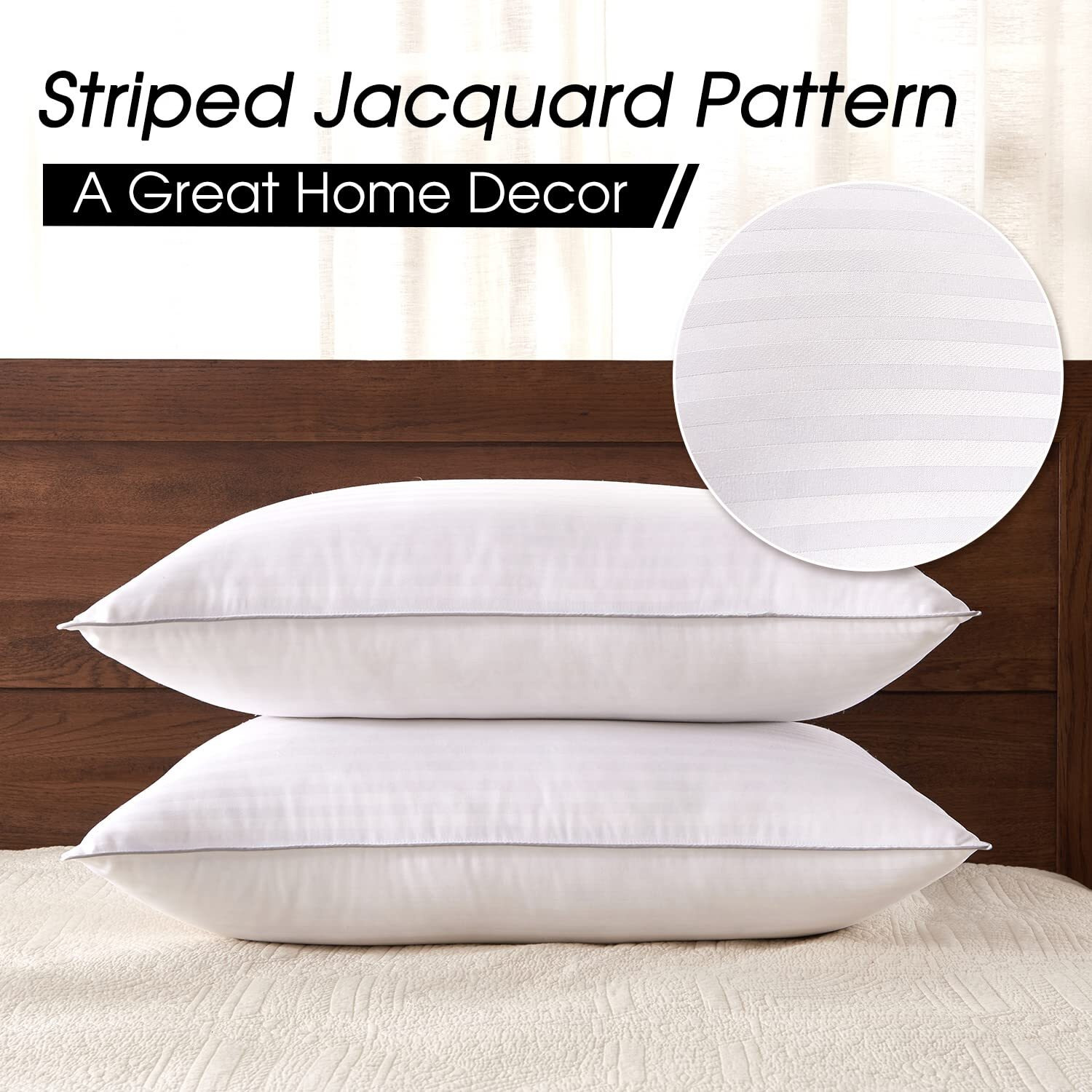 Basic Beyond King Size Bed Pillow - 2 Pack Hotel Collection Super Soft Down Alternative Pillow For Sleeping, 20X36 Inches