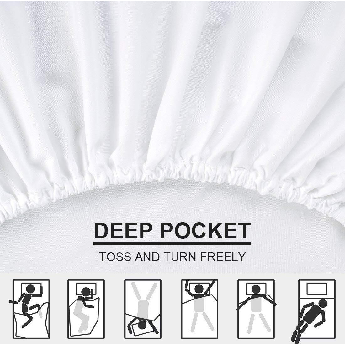 Split Sheets California King Sheets 5 Pieces- 100% Cotton Bed Sheets California King Sheet Set Deep Pockets California King Bed Sheets Cal King Sheets Deep Pocket Cali King Sheets White Solid