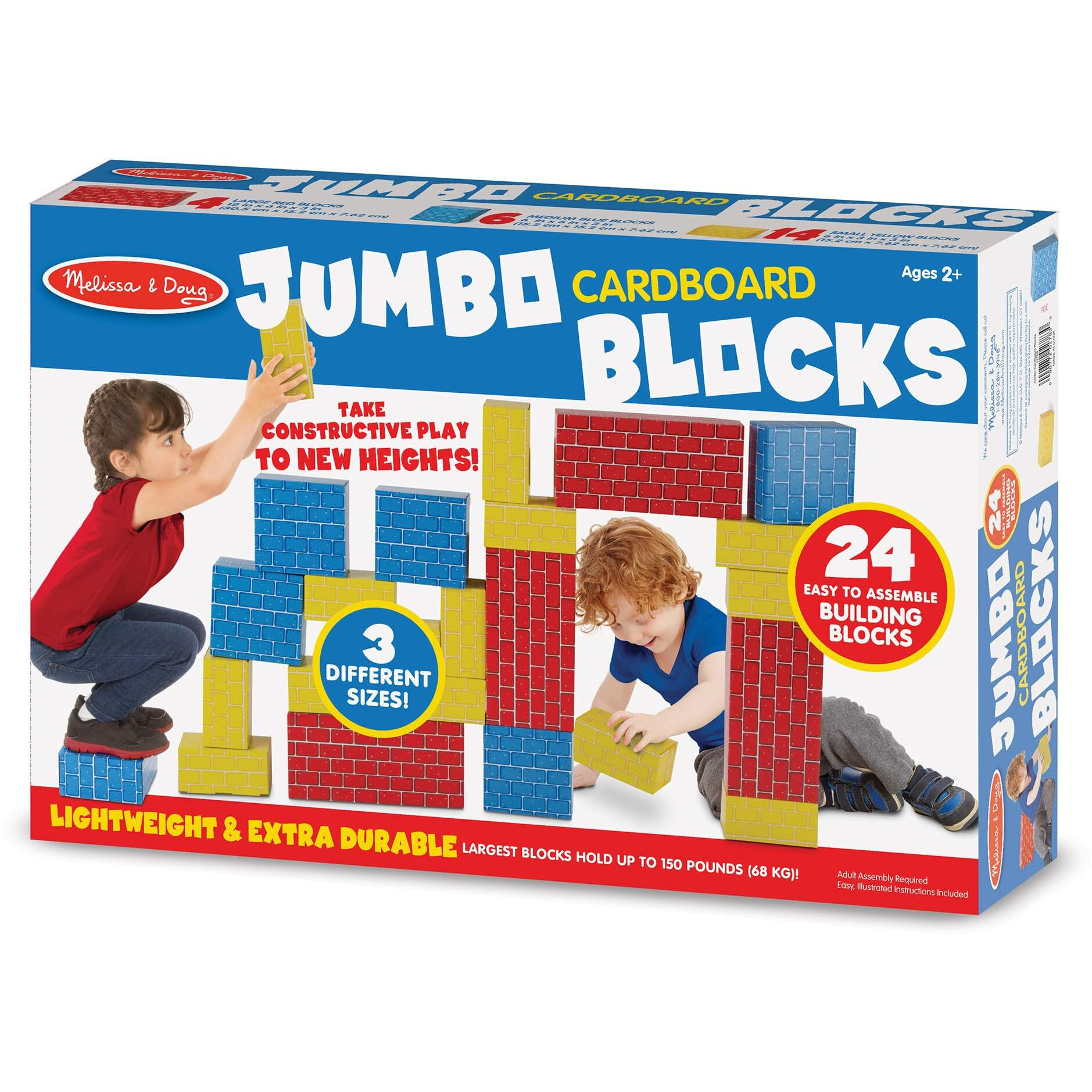 Melissa & Doug Deluxe Jumbo Cardboard Blocks (24 Pieces) - Fsc Certified
