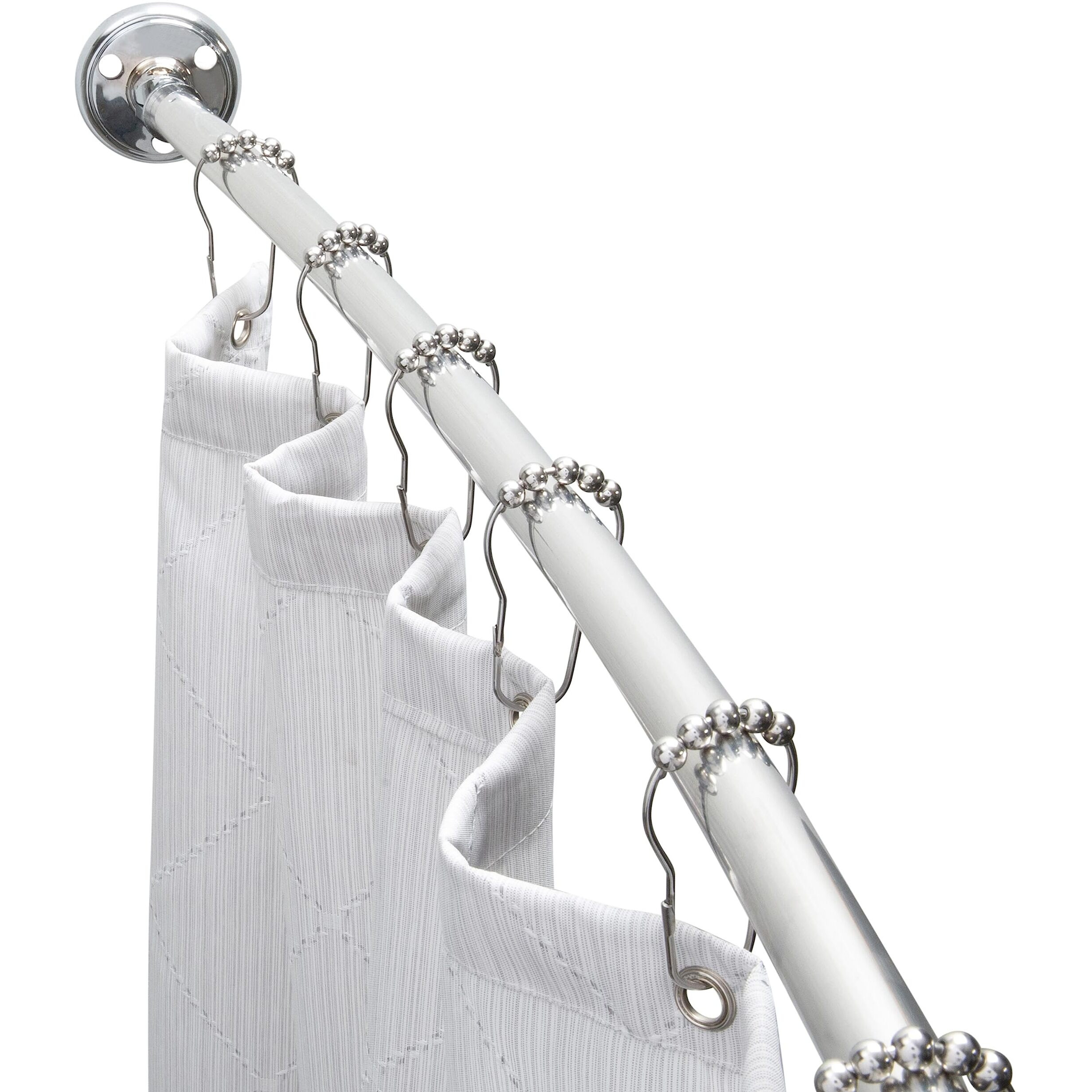 Bath Bliss Curved Shower Rod | Adjustable 44""-78"" Inch | Bathroom Shower Curtain And Liner Rod | 33% More Space | Wall Mounted | Easy Installation | Aluminum