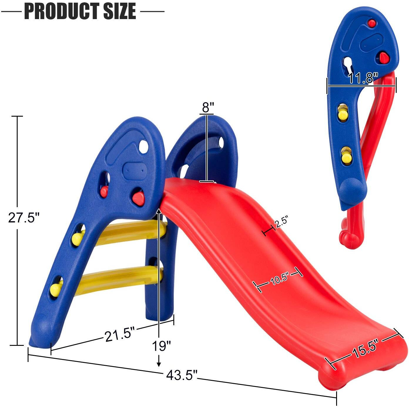 Safeplus Kids Indoor Folding Slide, Sturdy & Safe Toddler Climber Freestanding Sliders Play Toys For Little Ones Baby Children Boys Girls