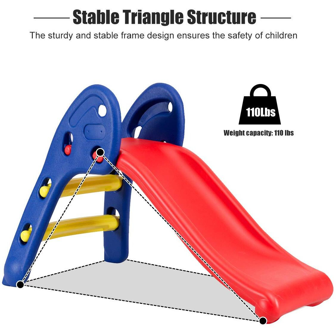 Safeplus Kids Indoor Folding Slide, Sturdy & Safe Toddler Climber Freestanding Sliders Play Toys For Little Ones Baby Children Boys Girls