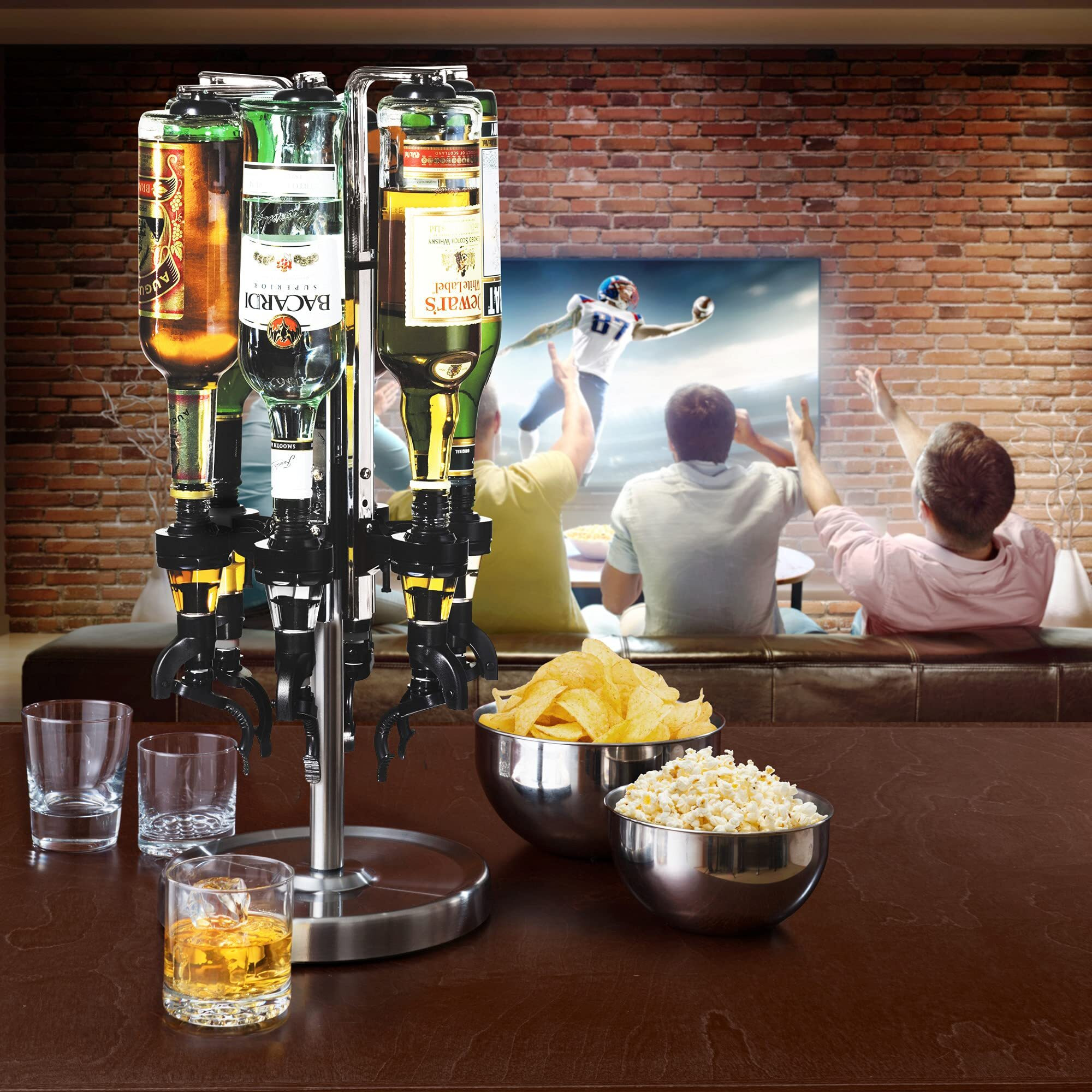 Oggi Professional 6-Bottle Revolving Liquor Dispenser, Stainless Steel