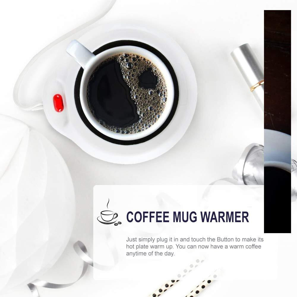 Eutuxia Mug Warmer For Home & Office. Great For Warming Up Cups, Coffee Mugs, Wax, And Beverages On Desks, Tables & Countertops. Electric Heated Plate Warms Quickly. Enjoy Hot Drinks On Cold Days.
