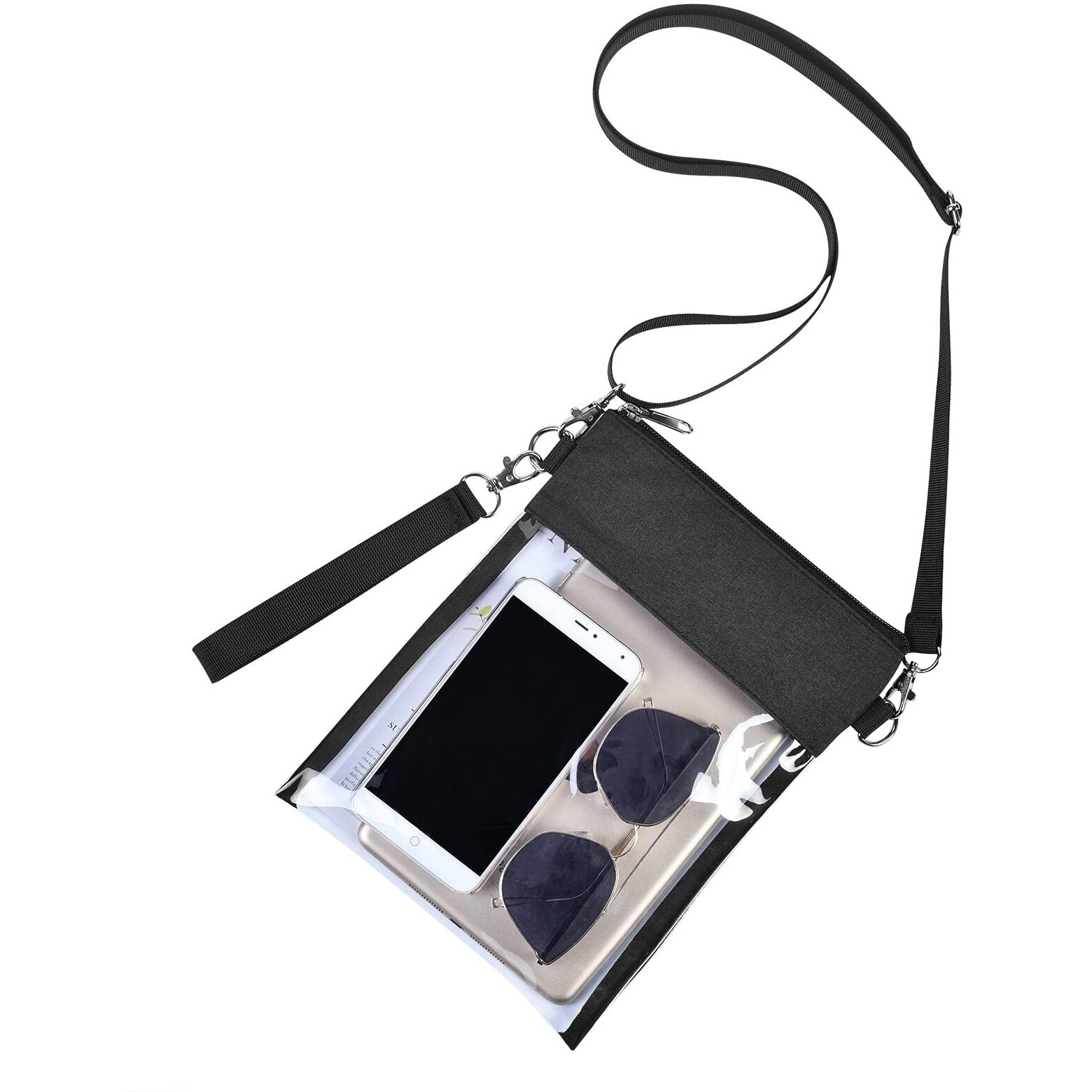Uspeclare Clear Crossbody Purse Bag Stadium Approved Clear Tote Bag For Work Concert Sports(Clear Black)