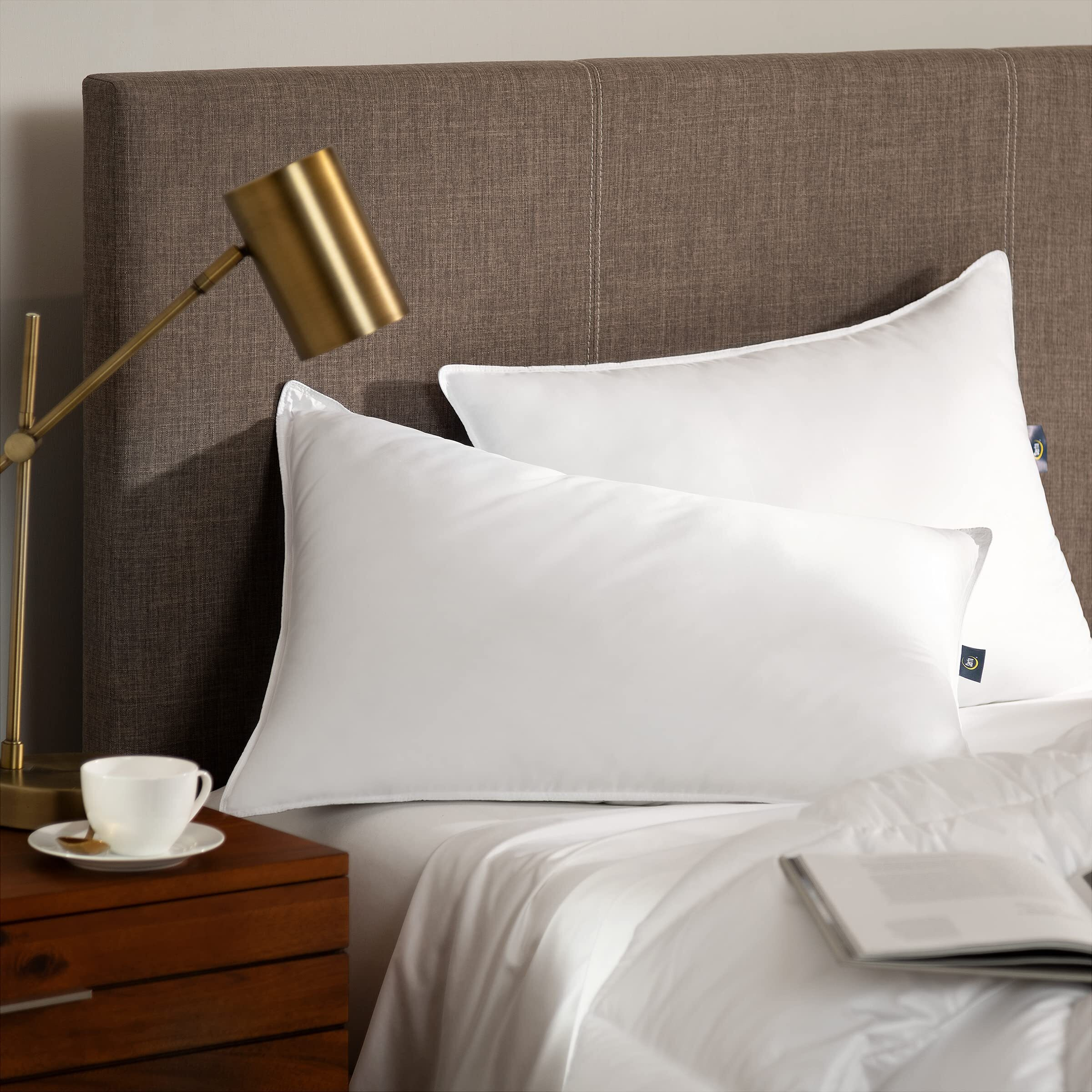 Serta Down Illusion Soft Hypoallergenic Soft/Medium Bed Pillows For Side, Stomach Or Back Sleepers (2 Pack), King, White