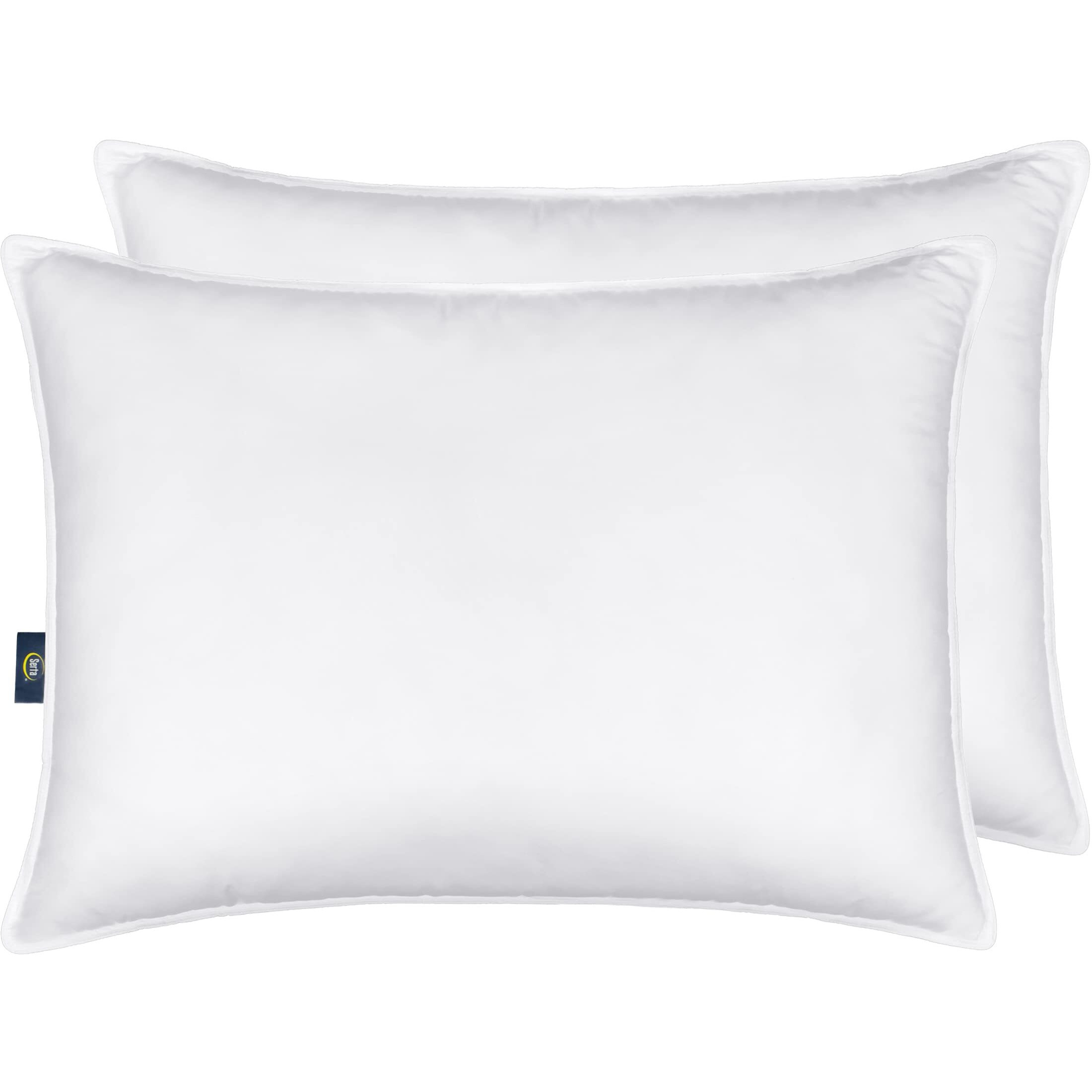 Serta Down Illusion Soft Hypoallergenic Soft/Medium Bed Pillows For Side, Stomach Or Back Sleepers (2 Pack), King, White