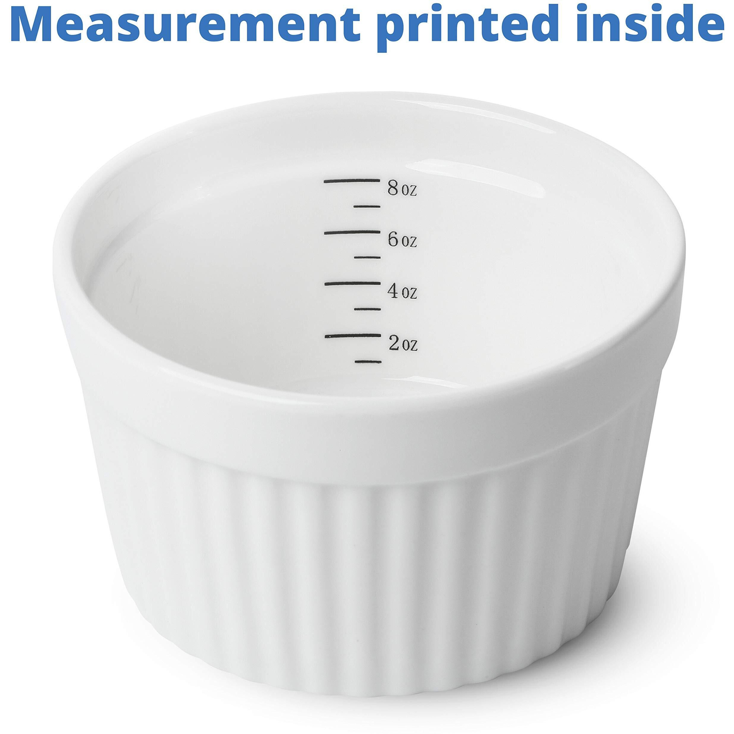 Btat- Ramekins, 8 Oz, Set Of 8, Ramekins For Baking, Ramekin With Measurement Markings, Creme Brulee Dishes, Souffle Cups, Custard Cups, Ceramic Bakeware, Souffle Dish, Small Ceramic Bowl