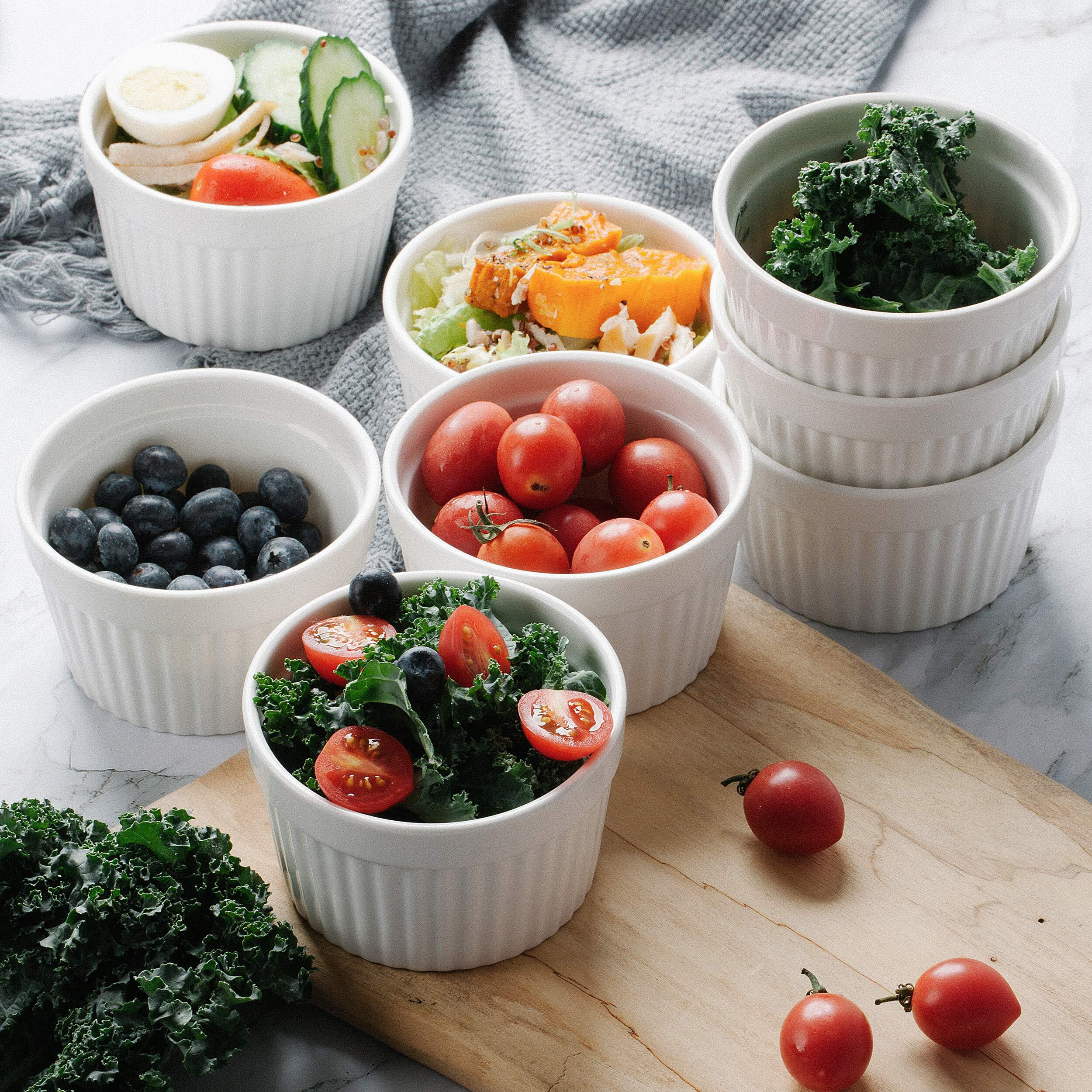 Btat- Ramekins, 8 Oz, Set Of 8, Ramekins For Baking, Ramekin With Measurement Markings, Creme Brulee Dishes, Souffle Cups, Custard Cups, Ceramic Bakeware, Souffle Dish, Small Ceramic Bowl