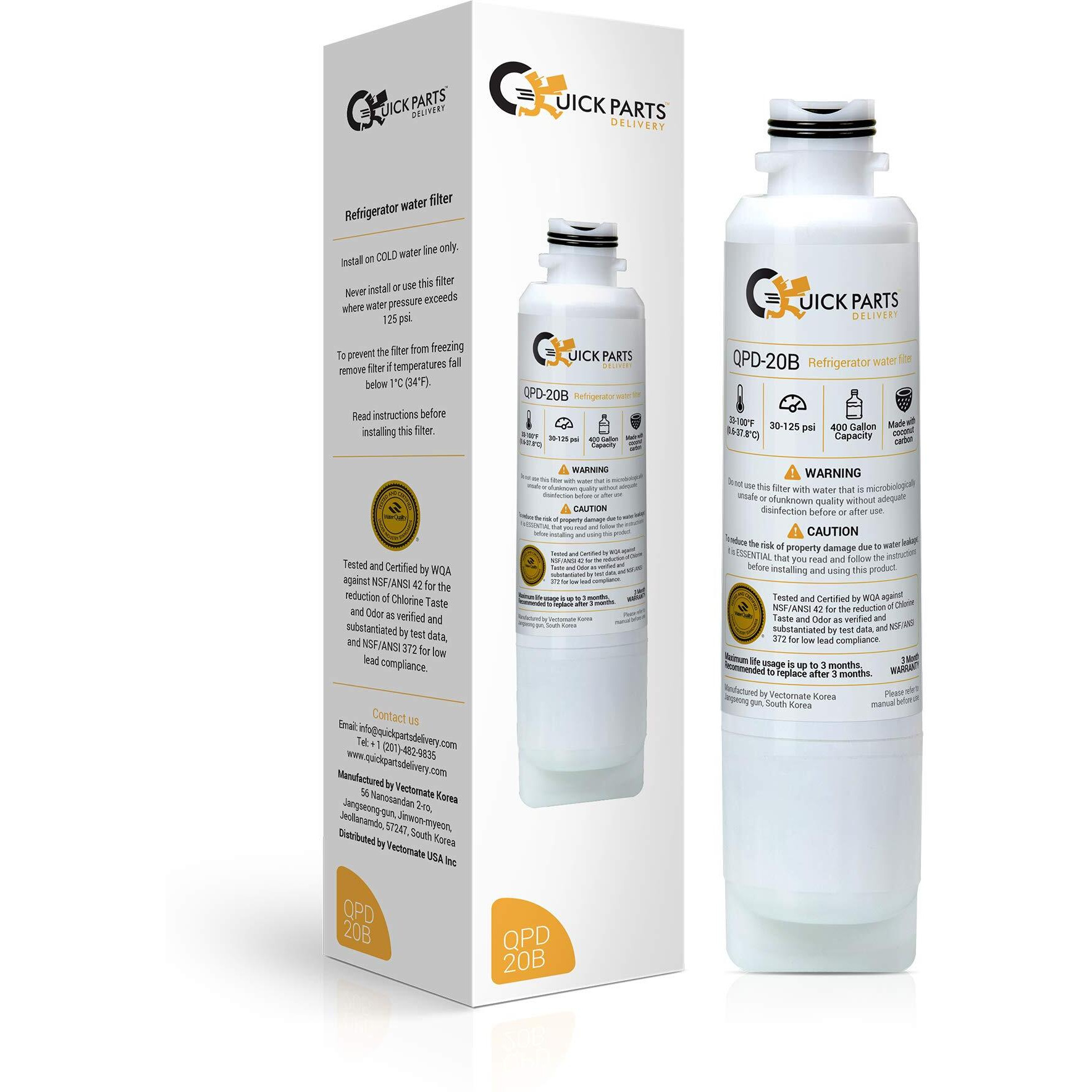 Qpd Da29-00020B Samsung Water Filter Replacement For Da29-00020A/B, Haf-Cin/Exp, Haf-Cin, Rf25Hmedbsr, Rf28Hmedbsr, Rs25J500Dsr, Rf263Beaesr, Rf263Teaesg, Hdx Fms-2, Da97-08006A-1, Single (1) Pack