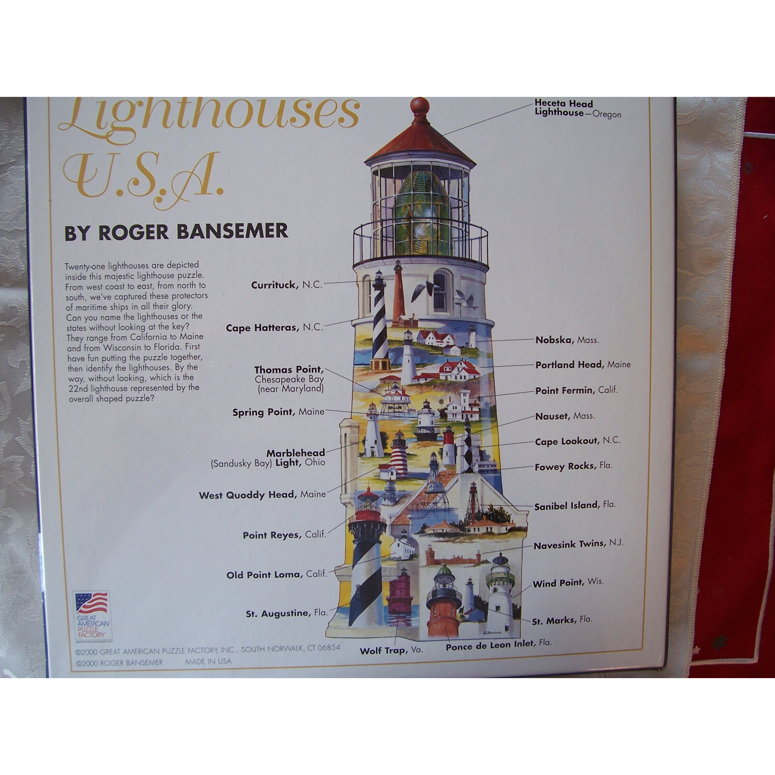 Great American Puzzle Factory Lighthouses Usa 600 Piece Puzzle