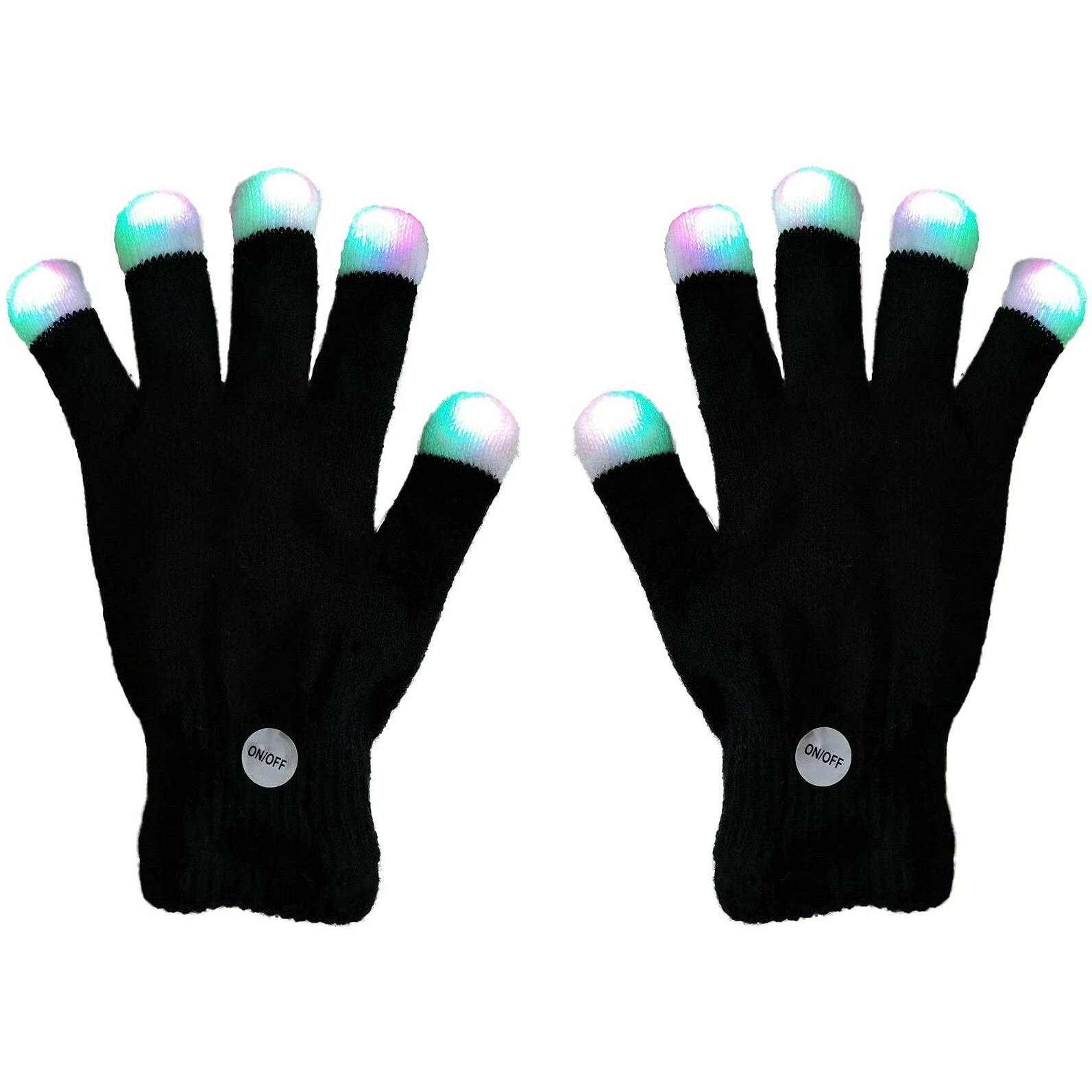 Xisforx 7 Colors Light Show Led Gloves Rave Light Finger Lighting Flashing Glow Mittens(Fingertip)