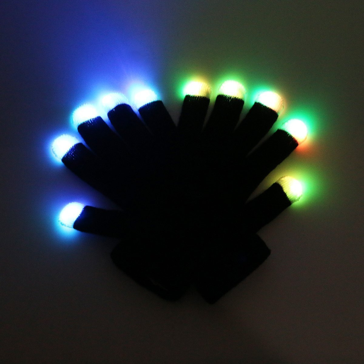 Xisforx 7 Colors Light Show Led Gloves Rave Light Finger Lighting Flashing Glow Mittens(Fingertip)
