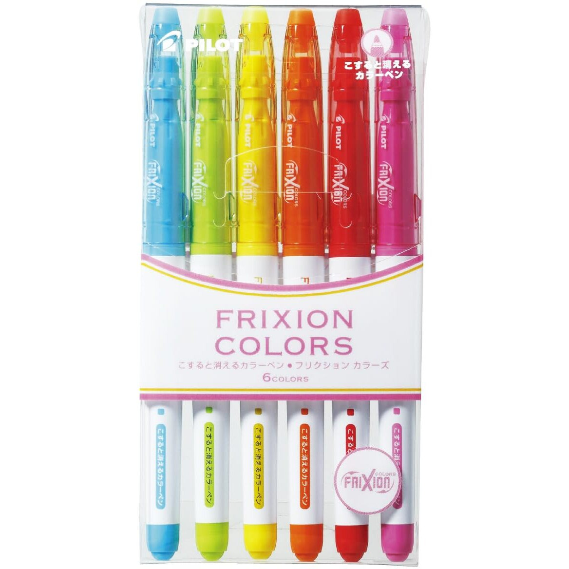 Pilot Frixion Colors Erasable Marker Pen, 6 Color Set (Sfc-60M-6C)