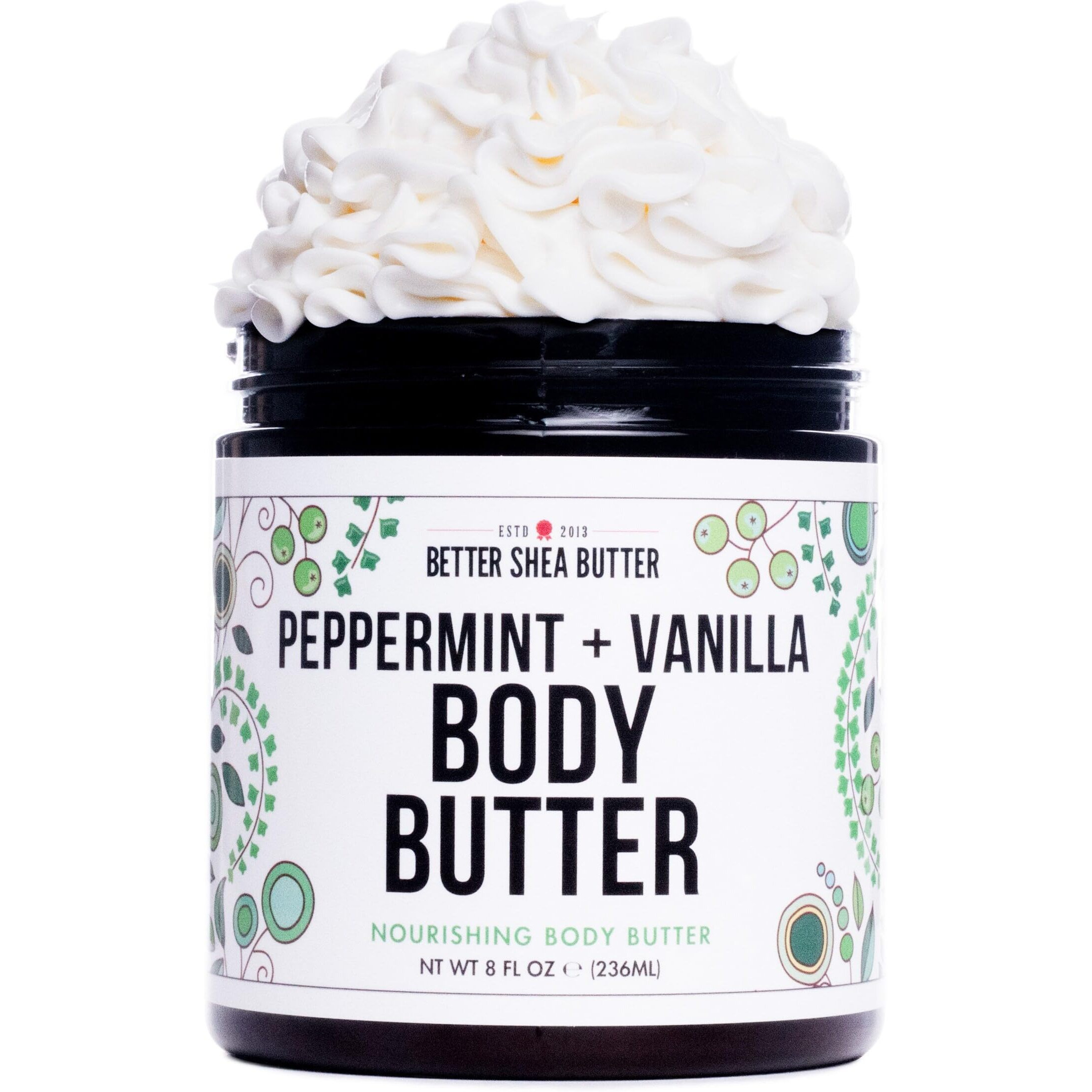 Peppermint Vanilla Body Butter - Natural Lotion For Women With Shea Butter & Jojoba Oil - Non-Greasy Whipped Body Lotion For Dry Skin - Vanilla Scented Peppermint Christmas Body Lotion