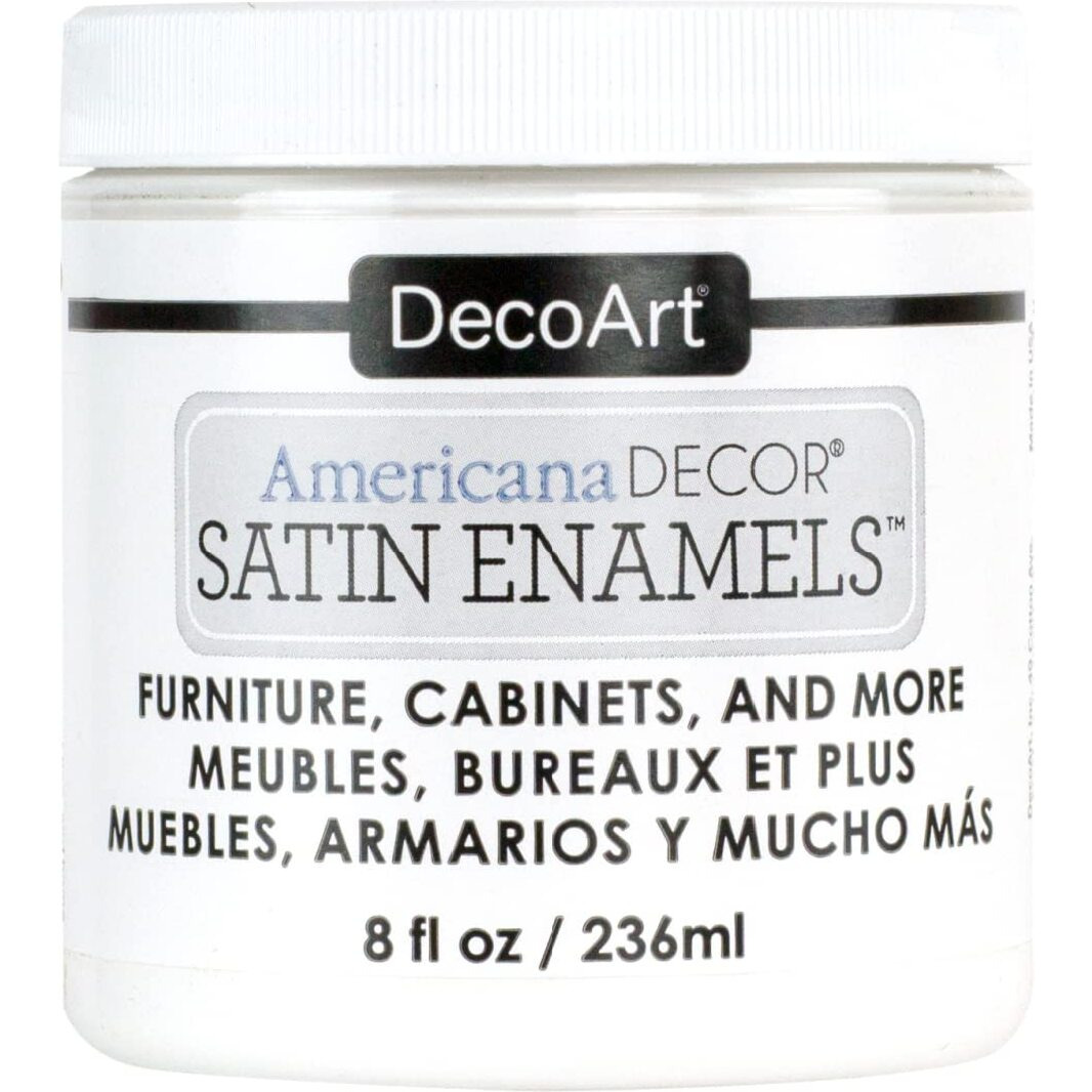 Decoart Satin Enamels Acrylic Paint, 8 Fl. Oz. Jar, Pure White (Pack Of 1)