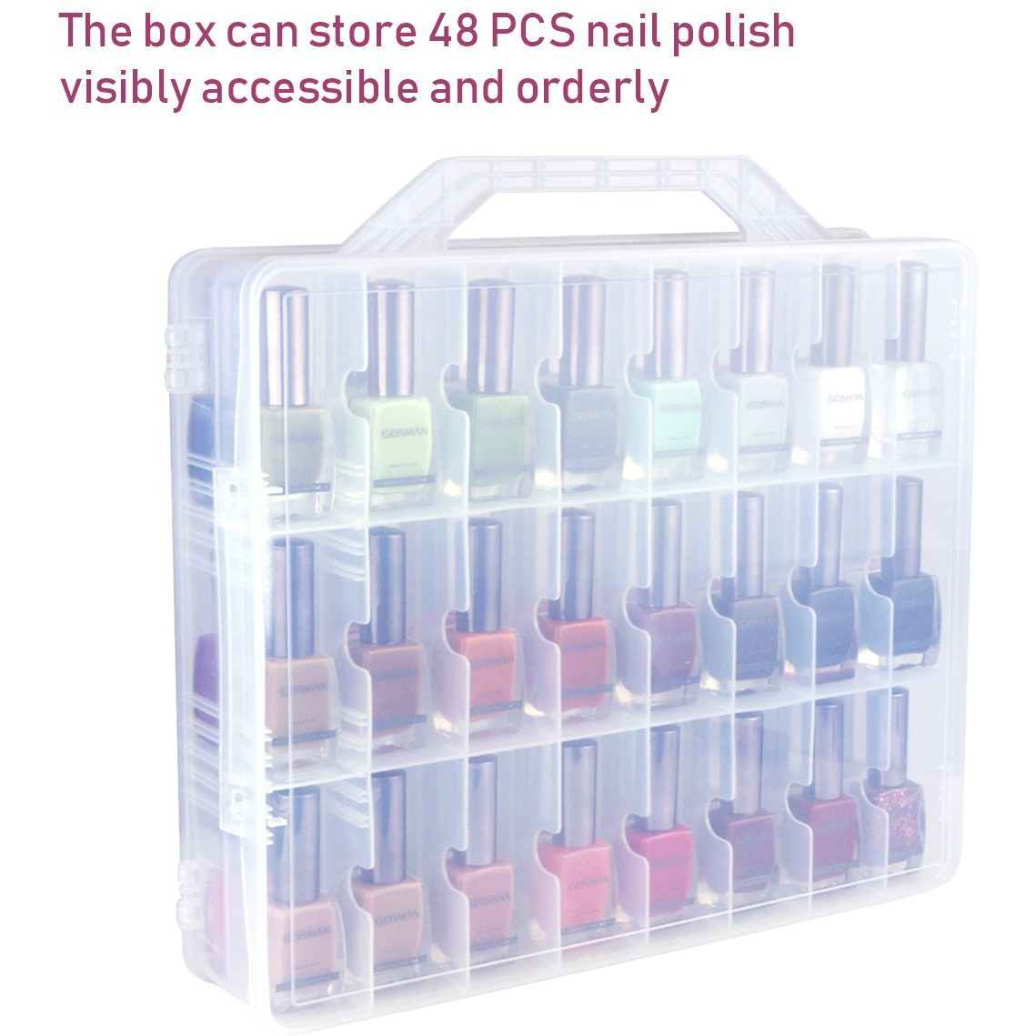 Kissbuty Universal Nail Polish Holder Organizer For 48 Bottles Adjustable Dividers Space Saver