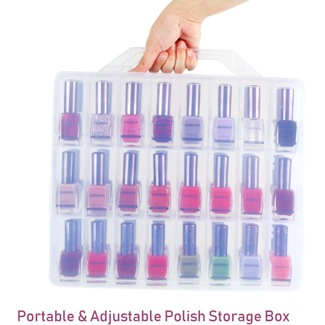 Kissbuty Universal Nail Polish Holder Organizer For 48 Bottles Adjustable Dividers Space Saver