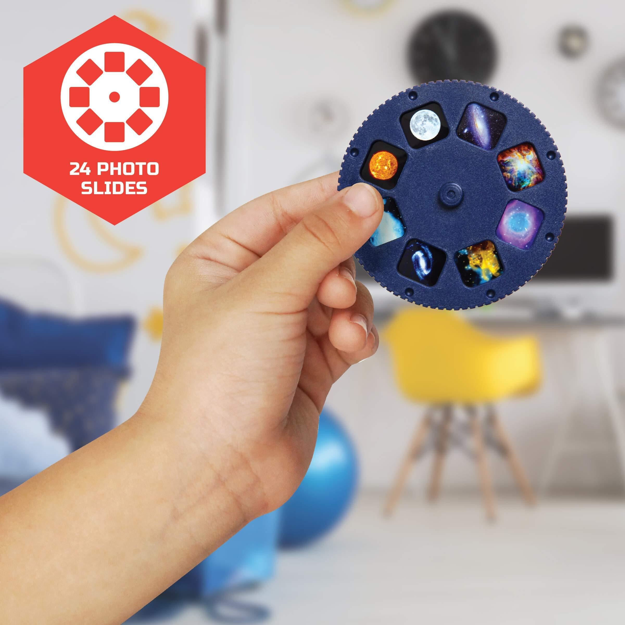 Discovery Mindblown 2-In-1 Reversible Planetarium Space Projector, 24 Images, 360-Degree Rotation, Moving Stars And Stationary Modes, Displays Planets Nebula Stars Constellations, Kids Astronomy Toy