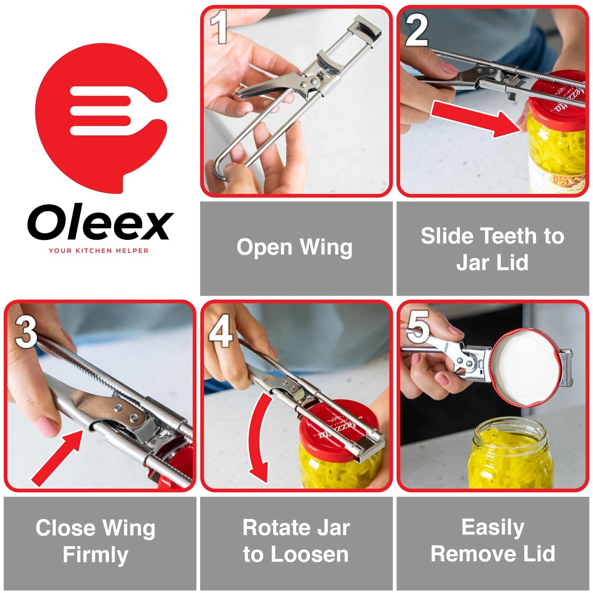 Oleex Jar Opener For Weak Hands (X2) With Keychain Bottle Cap Opener. Easy Jar Opener For Seniors With Arthritis Or Kids Jar Openers. Jar Gripper Tight Lid Opener And Bottle Opener Kitchen Gadgets