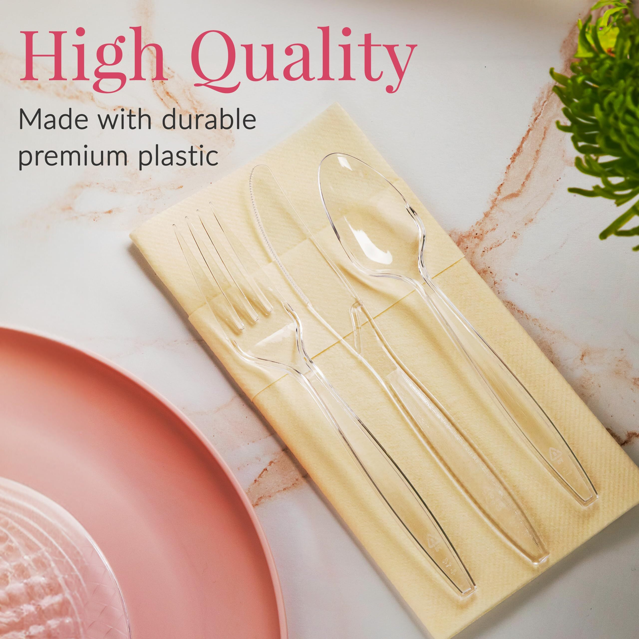 Prestee 300 Clear Plastic Spoons Bulk - Plastic Silverware Spoons - Plastic Spoon Heavy Duty Cutlery - Disposable Spoons Flatware Pack - Plastic Utensil Set - Spoon Plastic Disposable Silverware