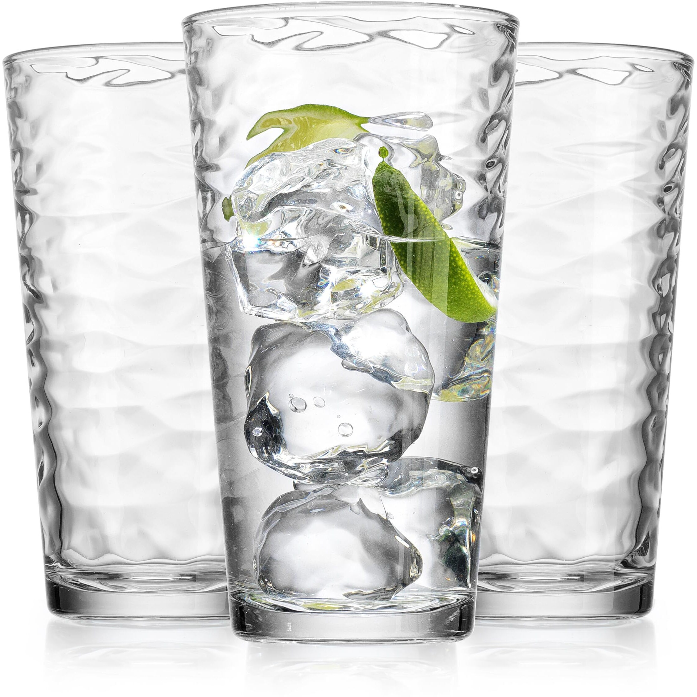 Glaver's Drinking Glasses Set Of 10 Highball Glass Cups, Premium Glass Quality Coolers 17 Oz. Glassware. Ideal For Water, Juice, Cocktails, And Iced Tea. Dishwasher Safe.