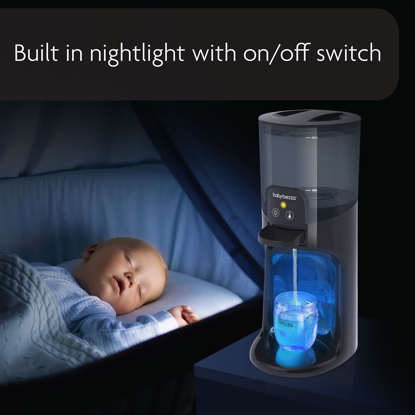 Baby Brezza Instant Baby Bottle Warmer Advanced - Fast Water Warmer Instantly Dispenses 24/7 In 3 Temperatures With Nightlight
