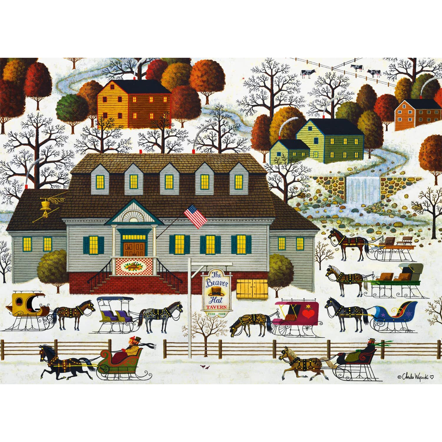 Buffalo Games - Charles Wysocki - Beaver Hat Tavern - 1000 Piece Jigsaw Puzzle For Adults Challenging Puzzle Perfect For Game Nights - Finished Puzzle Size Is 26.75 X 19.75