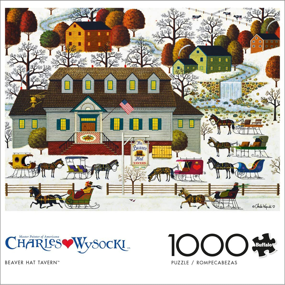 Buffalo Games - Charles Wysocki - Beaver Hat Tavern - 1000 Piece Jigsaw Puzzle For Adults Challenging Puzzle Perfect For Game Nights - Finished Puzzle Size Is 26.75 X 19.75