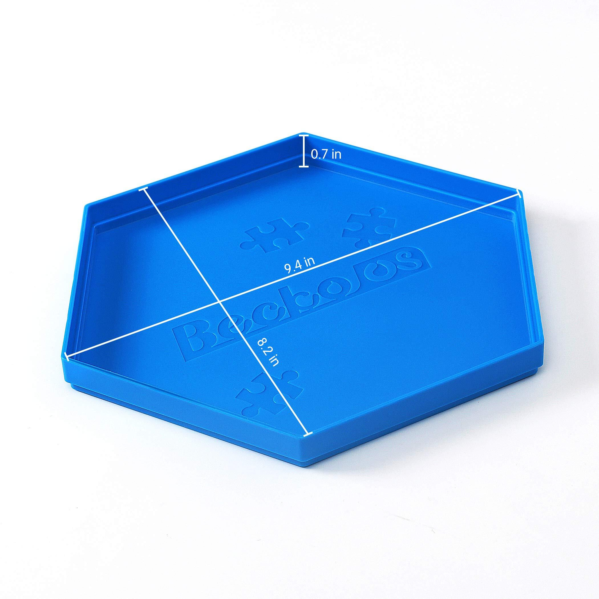 Becko Us Stackable Puzzle Sorting Trays Jigsaw Puzzle Sorters With Lid Puzzle Accessory For Puzzles Up To 1500 Pieces, 8 Hexagonal Trays In White & Blue