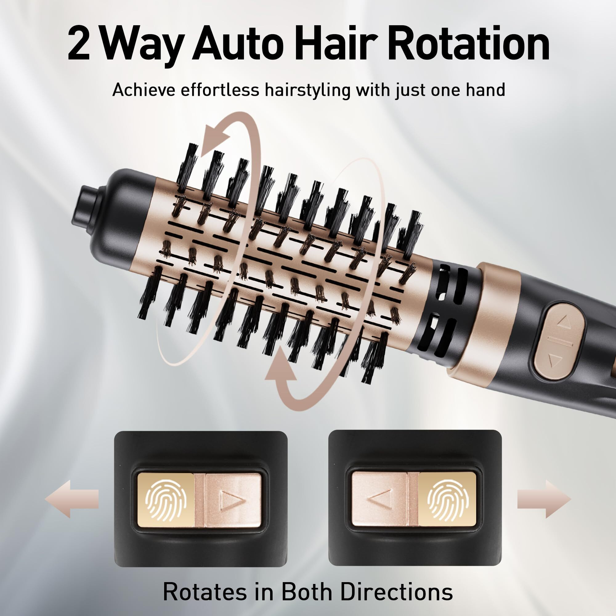 Beautimeter 3-In-1 Hot Air Styler Rotating Blow Dryer Brush With 2-Inch And 1.5-Inch Brushes