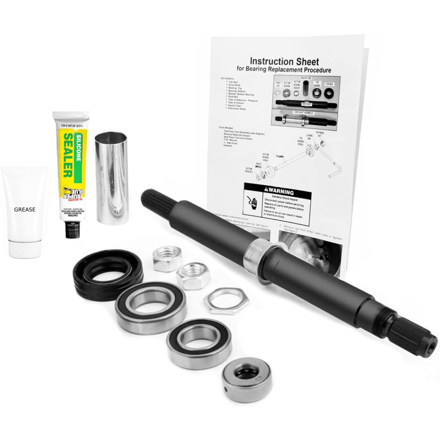 Octopus W10447783 & 2118925 Ps3503261 Washer Tub Repair Kit Shaft & Bearings Tool Kit Compatible With Whirlpool & Kenmore Washers & Instructional Manual W10447783 2118925 Ps3503261 - 18Pc Kit