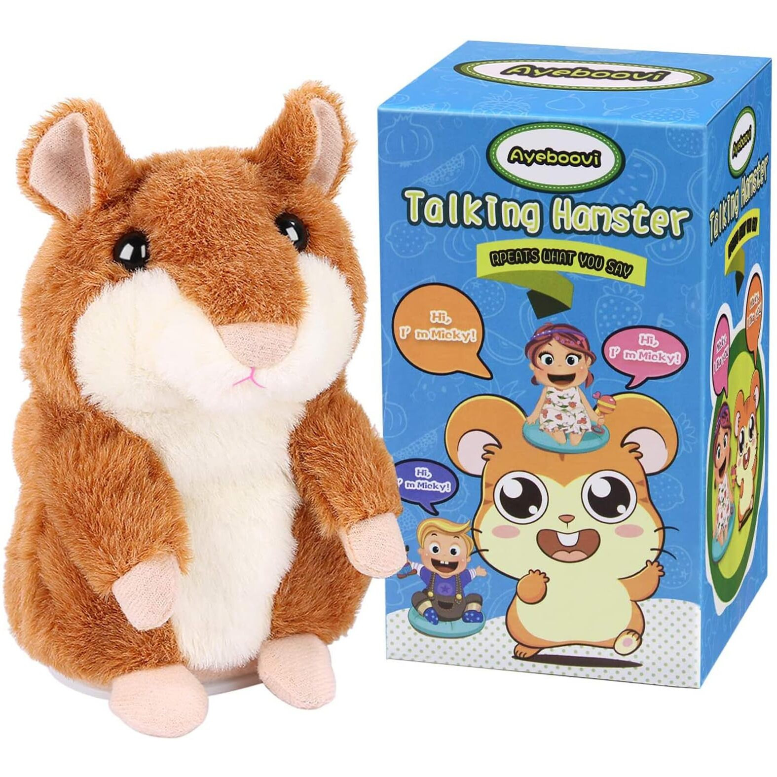 Ayeboovi Toddler Toys Talking Hamster Repeats What You Say Baby Toys Interactive Fun Toys Birthday Gift For Kids Stocking Stuffers For 3 4 5+ Year Old Girls Boys