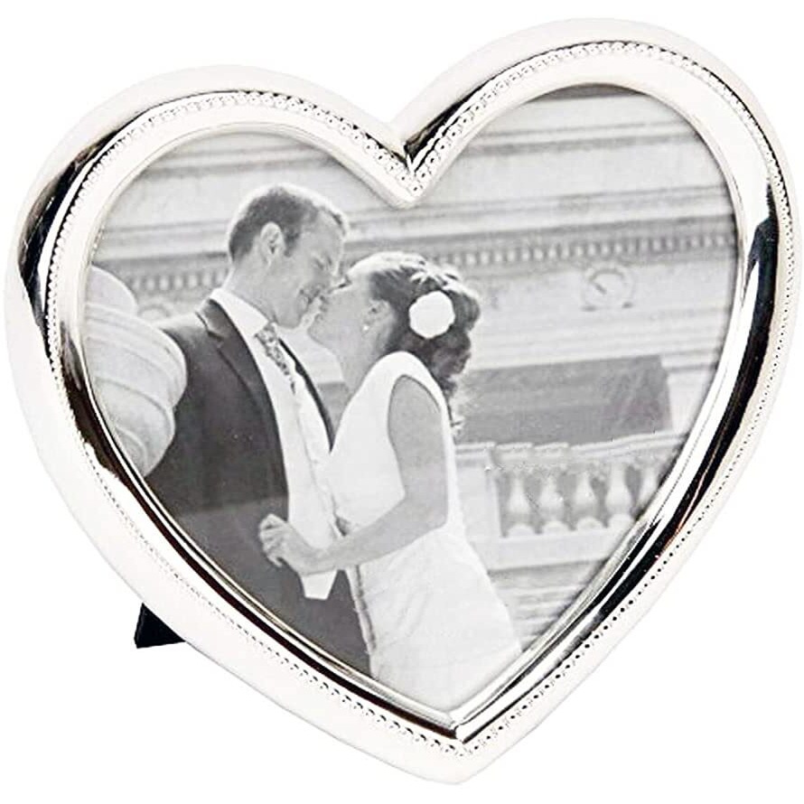 Haysom Interiors Contemporary Silver Plated Heart Shaped Photo Frame Holds A 4"" X 4"" Photograph