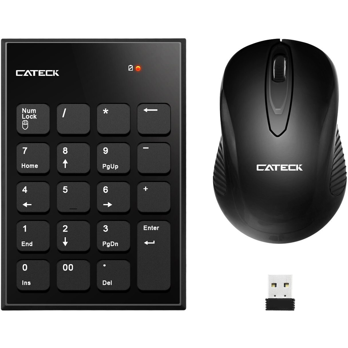 Numeric Keypad & Mouse Combo, Cateck 2.4G 19 Keys Wireless Mini Usb Number Pad Keyboard And Mouse Combo With Usb Receiver For Laptop Desktop Pc Notebook- Just One Usb Receiver