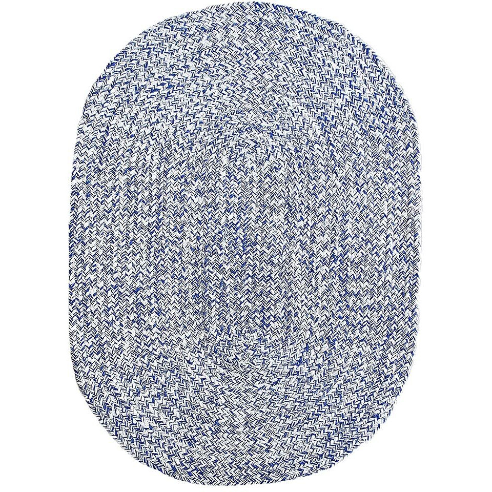 Super Area Rugs Farmhouse Braided Rug 2' X 3' Oval Cotton Kitchen Reversible Carpet, Blue & White