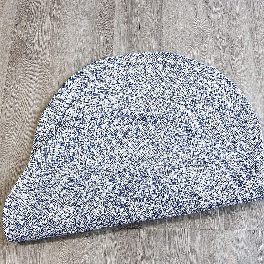 Super Area Rugs Farmhouse Braided Rug 2' X 3' Oval Cotton Kitchen Reversible Carpet, Blue & White