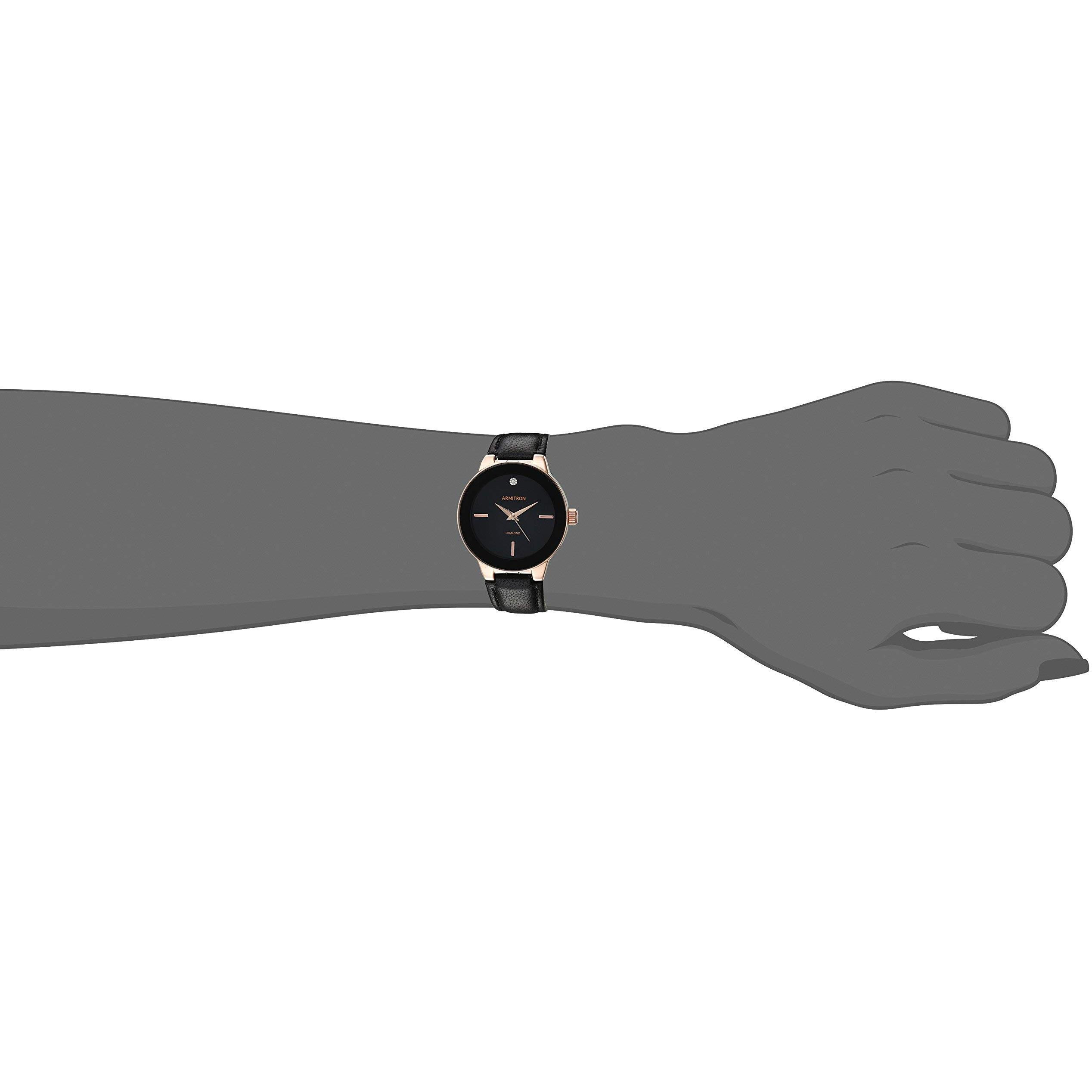 Armitron Women's 75/5410Bkrgbk Diamond-Accented Rose Gold-Tone And Black Leather Strap Watch