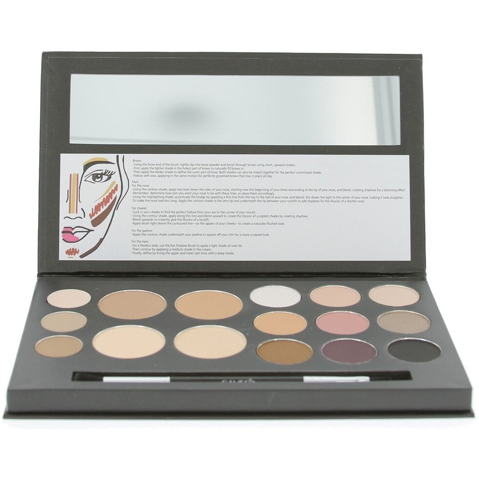 Cameo Cosmetics Eyes And Face Contouring Kit, Dark Colors, A 3 Palettes In One Makeup Kit With 16 Bestselling Shades, Step By Step Instructions Included