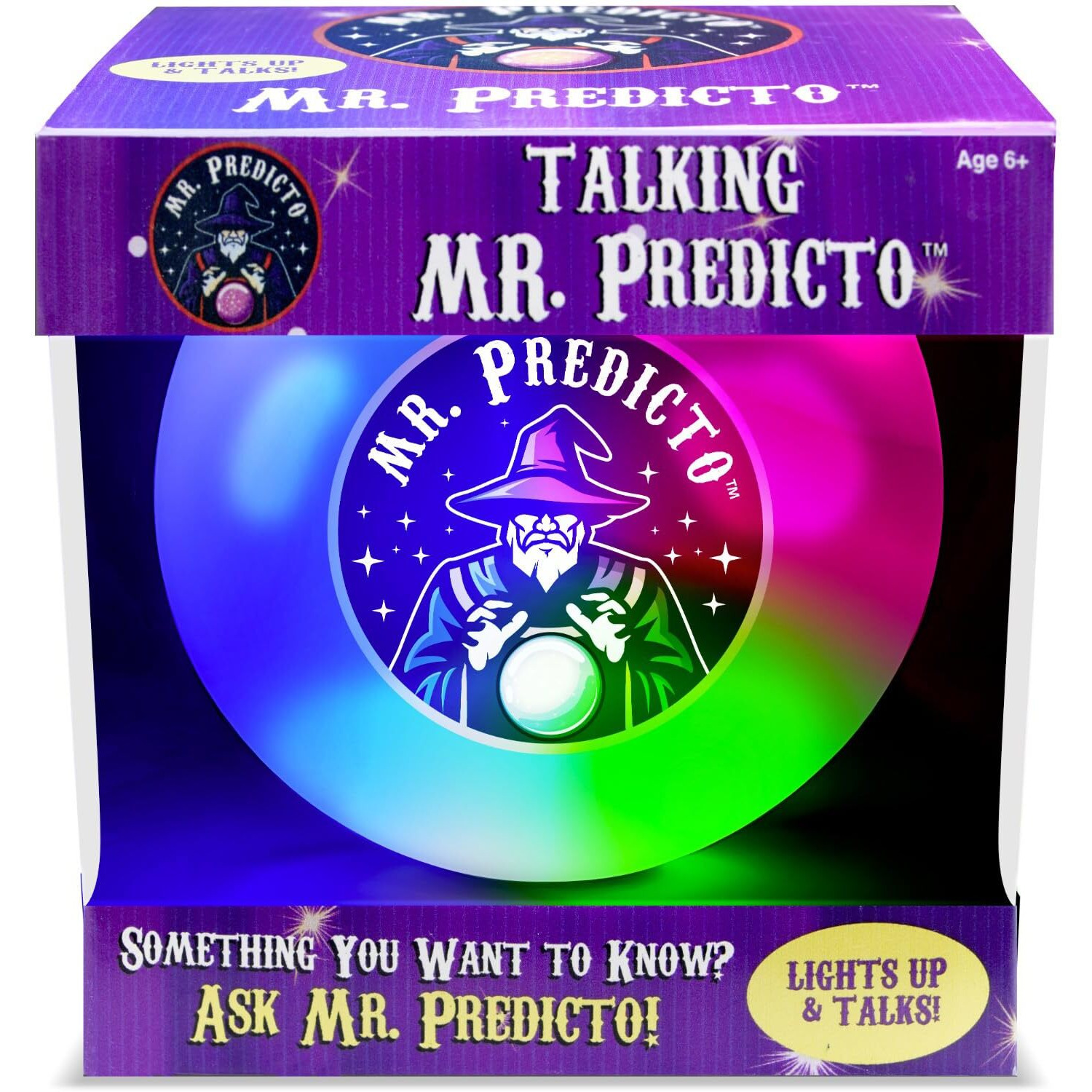 Talking Mr. Predicto Fortune Telling Ball - Ask Yes Or No Question & He Speaks Answer, Crystal Ball Halloween Games, Fortune Teller Accessories Costume, Perfect Light Up Halloween Toy For Teens & Kids