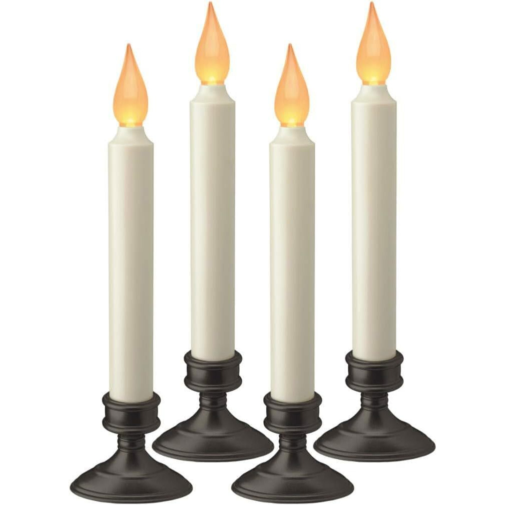 Xodus Innovations Fpc1205A-4 Battery Operated Led Window Candle, Dusk To Dawn Light Sensor, Aged Bronze Plastic Base, Amber Flicker Flame, 8-7/8 Inch