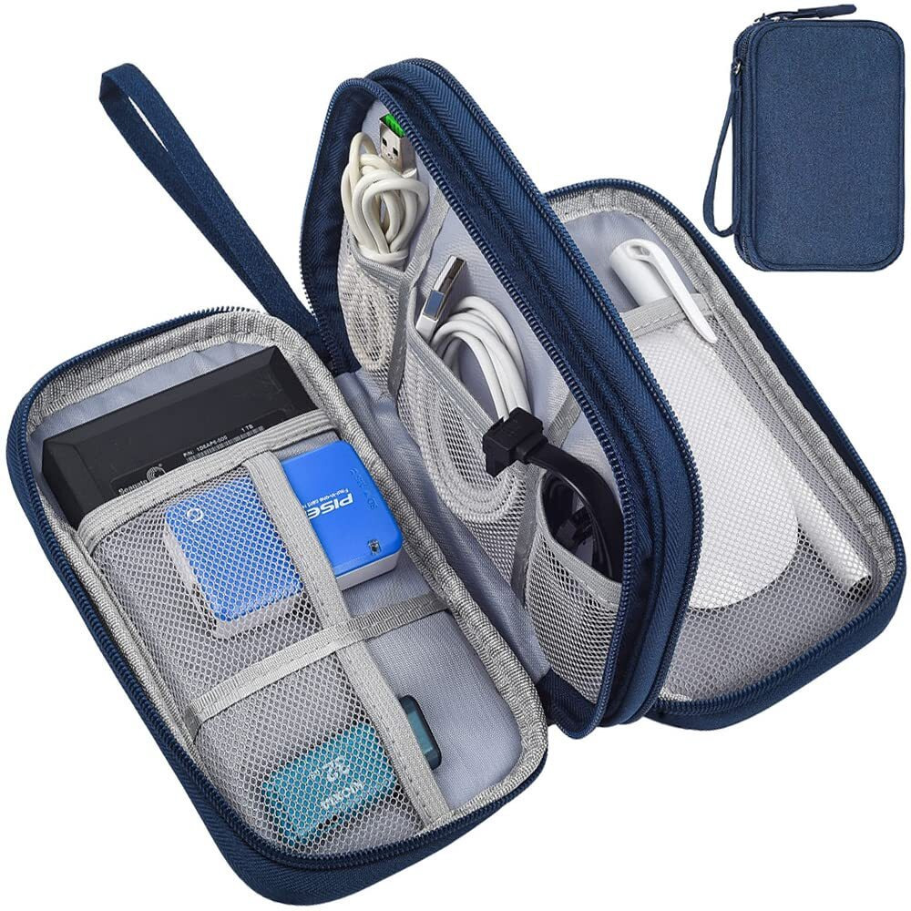 Electronic Organizer Travel Cable Organizer Electronics Accessories Cases,Waterproof Portable Cable Organizer Bag, Travel Gear Carry Bag For Cord, Charger, Flash Drive, Phone, Sd Card, Navy Blue