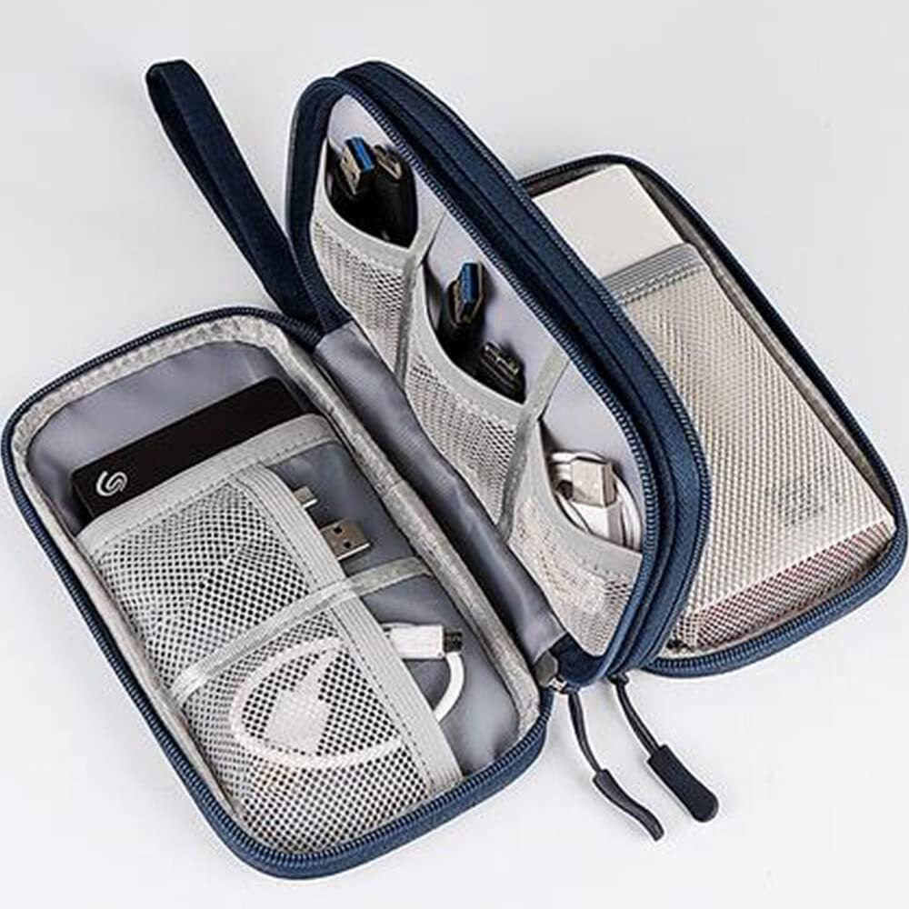Electronic Organizer Travel Cable Organizer Electronics Accessories Cases,Waterproof Portable Cable Organizer Bag, Travel Gear Carry Bag For Cord, Charger, Flash Drive, Phone, Sd Card, Navy Blue