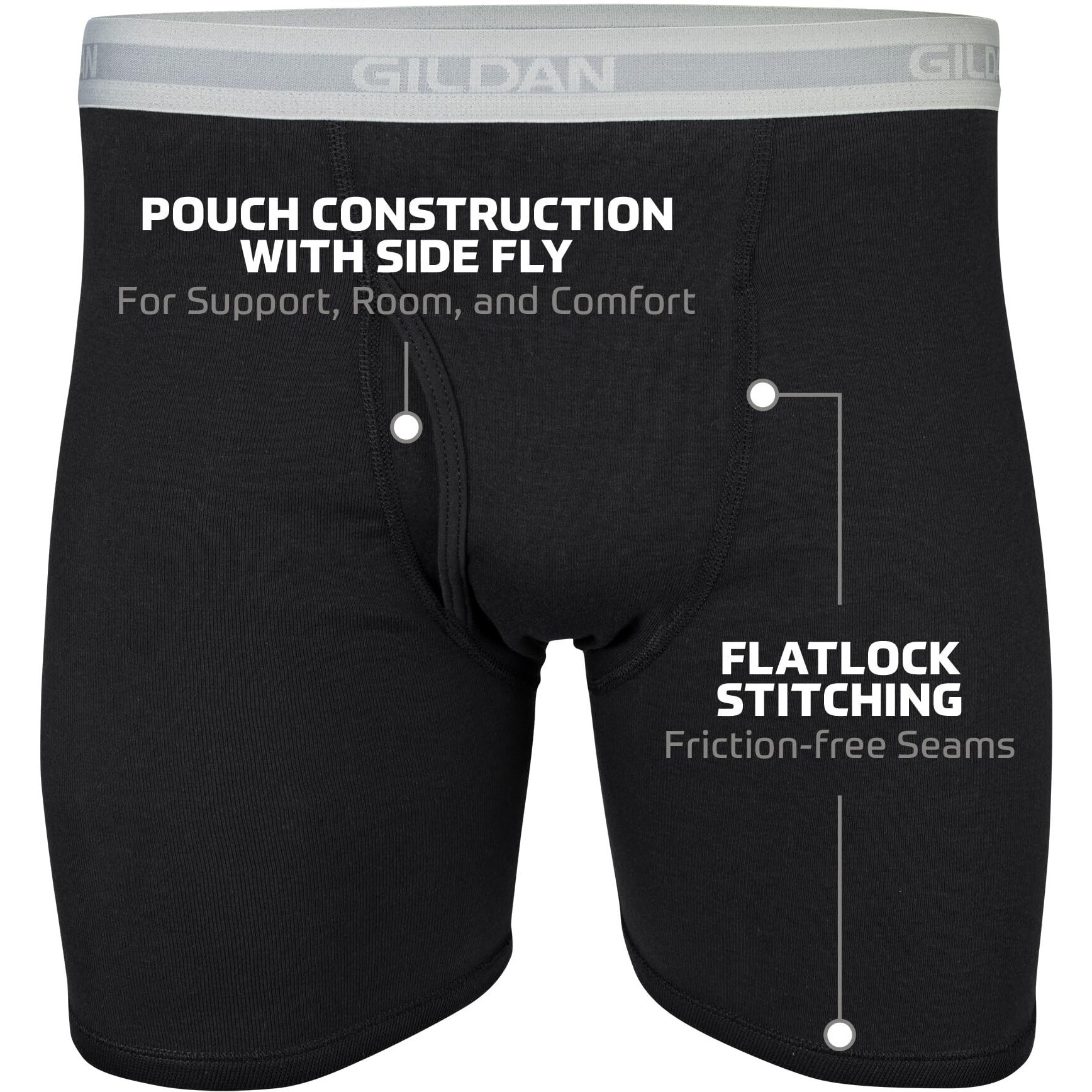 Gildan Men's Underwear Boxer Briefs, Multipack, Mixed Blue/Grey (5-Pack), Large