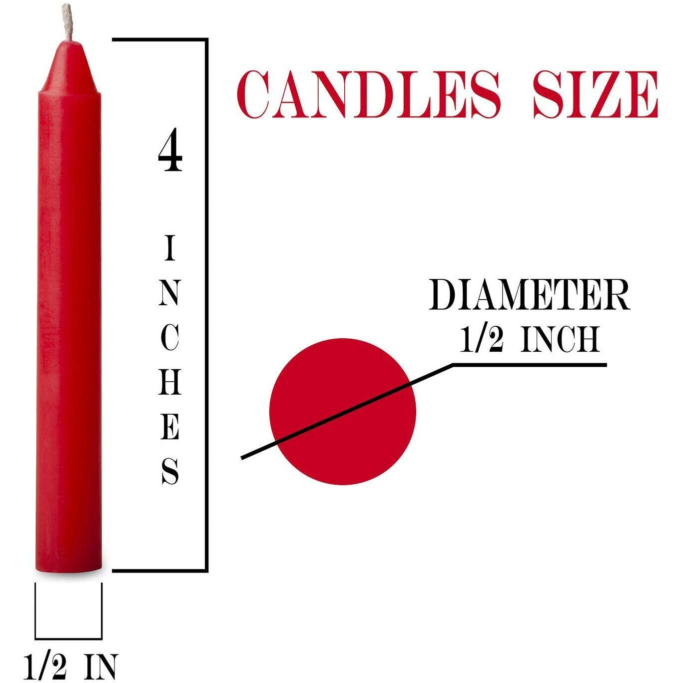 100 Pcs Bulk Red Candles For Christmas Tree - Angel Chime Decorations - Christmas Pyramids Carousel - 4 Inch X 1/2 Inch Diameter - 1.5 Hour Burn Time.Unscented