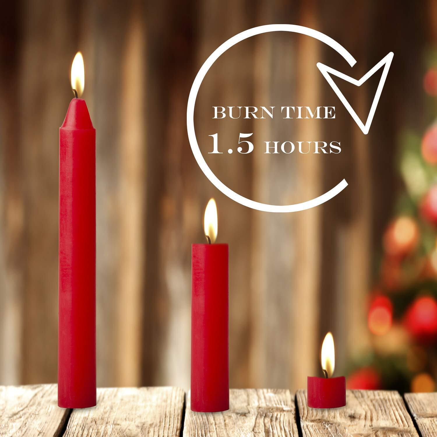 100 Pcs Bulk Red Candles For Christmas Tree - Angel Chime Decorations - Christmas Pyramids Carousel - 4 Inch X 1/2 Inch Diameter - 1.5 Hour Burn Time.Unscented