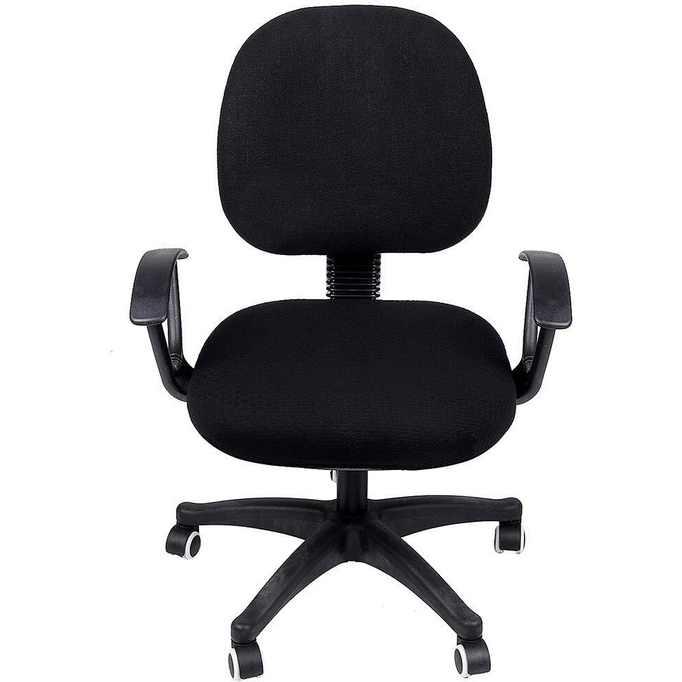 Smiry Stretch Jacquard Office Computer Chair Seat Covers, Removable Washable Anti-Dust Desk Chair Seat Cushion Protectors - Black