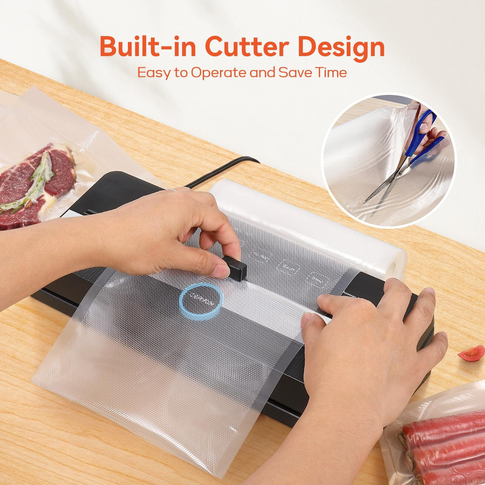 Geryon Vacuum Sealer, Automatic Food Sealer Machine For Food Vacuum Packaging W/Built-In Cutter|Starter Kit|Led Indicator Lights|Easy To Clean|Dry & Moist Food Modes| Compact Design