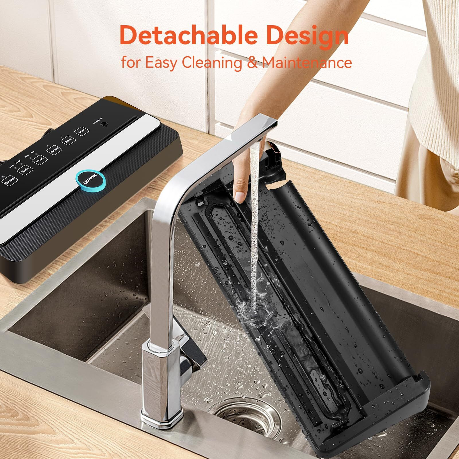 Geryon Vacuum Sealer, Automatic Food Sealer Machine For Food Vacuum Packaging W/Built-In Cutter|Starter Kit|Led Indicator Lights|Easy To Clean|Dry & Moist Food Modes| Compact Design